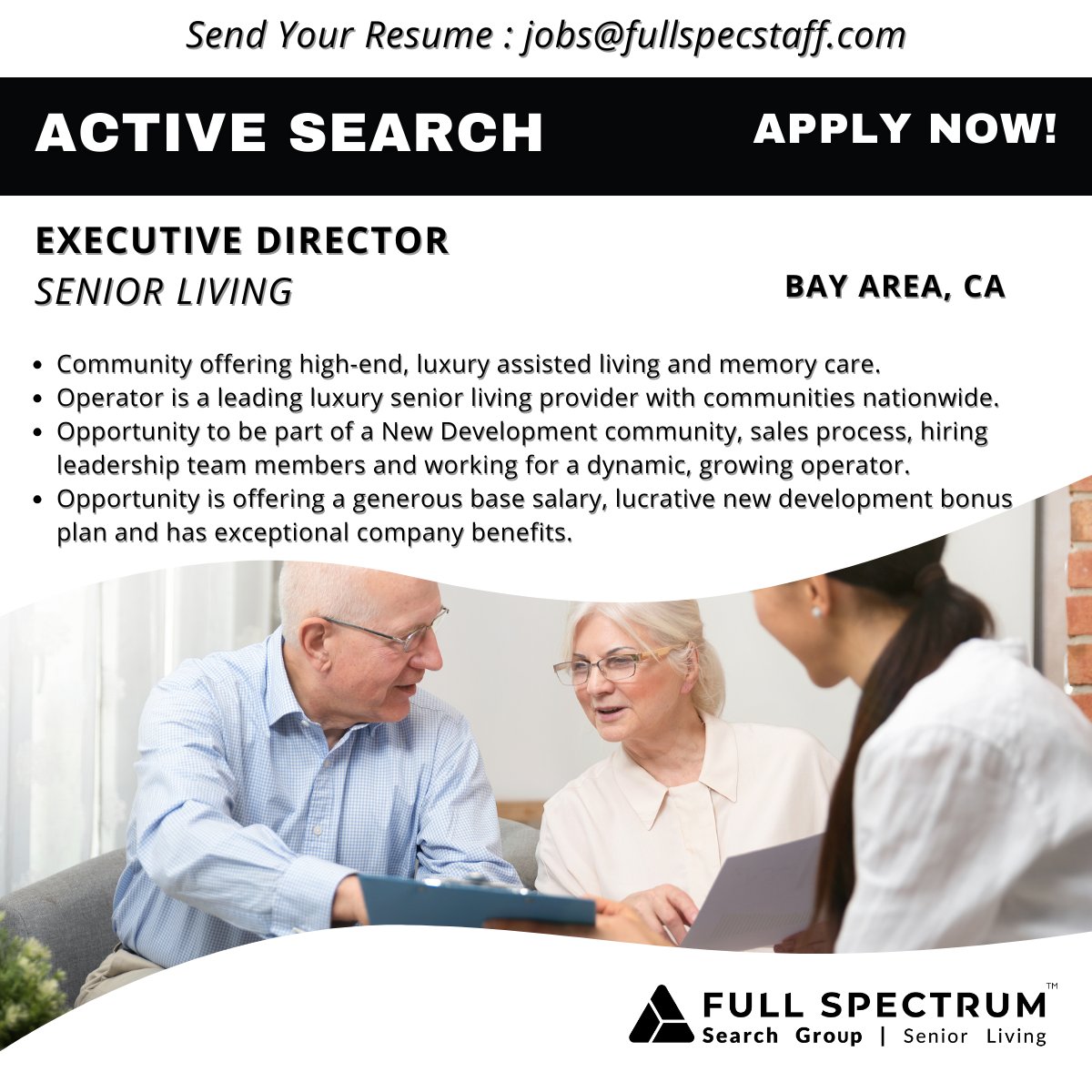 FullSpecStaff's tweet photo. Exciting news from our Senior Living team! 🌟 We have two Executive Director roles:

Medford, OR
Bay Area, CA
Details and apply: https://t.co/APWVPbQD4u

#SeniorLiving #Leadership #ExecutiveDirector https://t.co/BqvkAtlszy