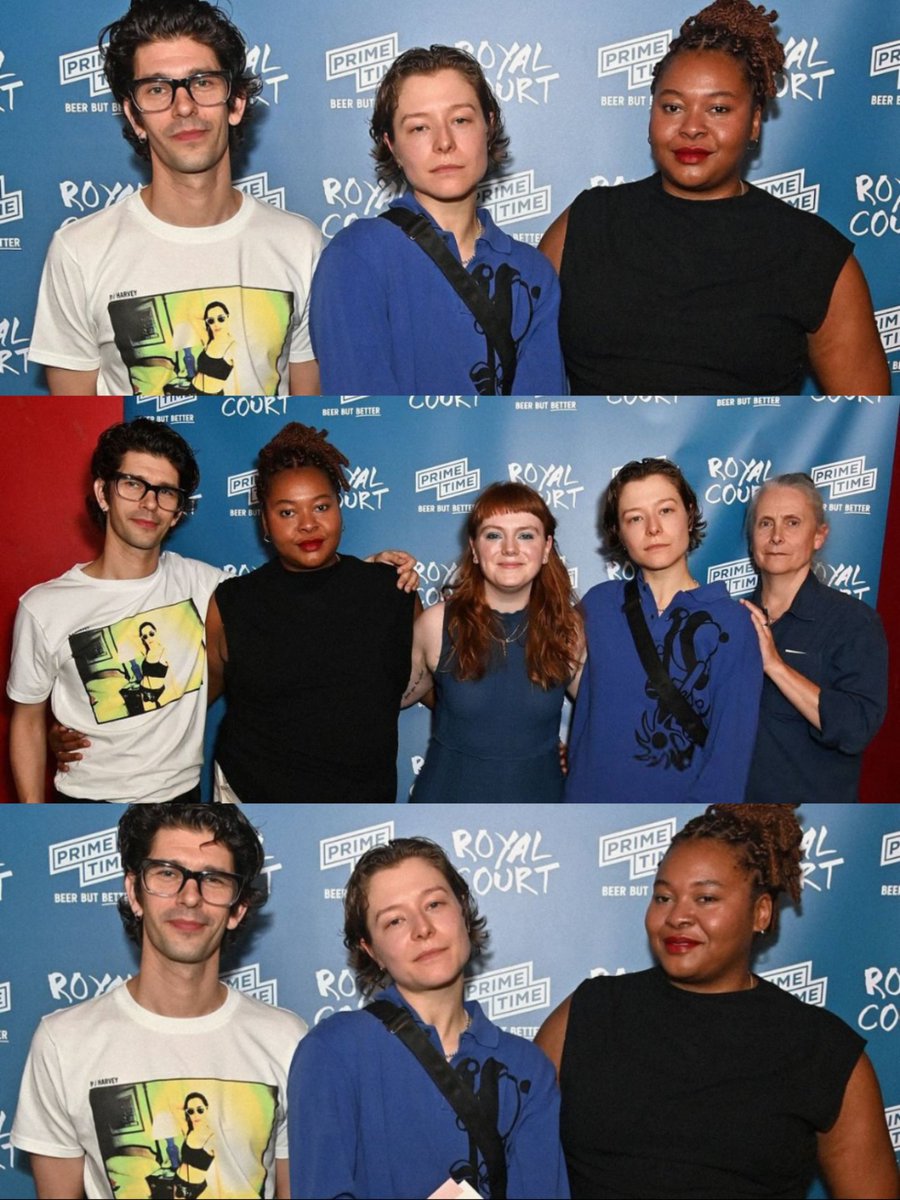 emma d'arcy at the press night of 'bluets' with ben whishaw, kayla meikle, margaret perry and katie mitchell! 🩵