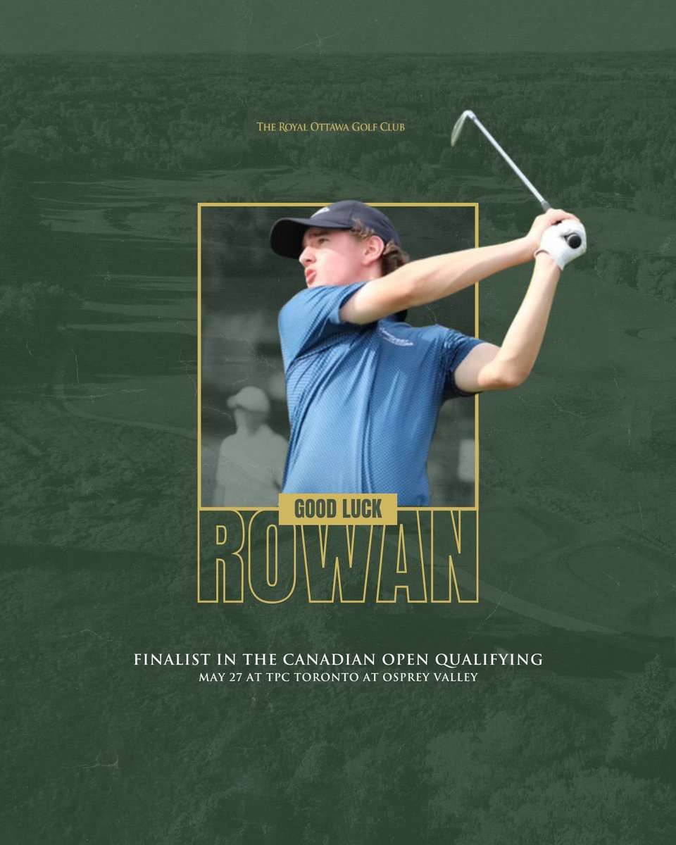 Good luck to Rowan MacDonald as he competes in the RBC Canadian Open Final Qualifier on Monday, May 27 at TPC Toronto at Osprey Valley. Play well!