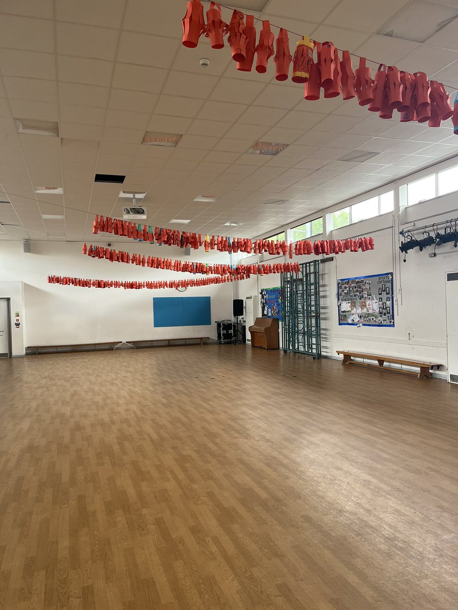 Our lanterns symbolising the light of peace emerging from war are all ready in the school hall for our D Day commemorations after half term. Thank you again to @BanhamPoultryUK for supplying us with the paper and glue!