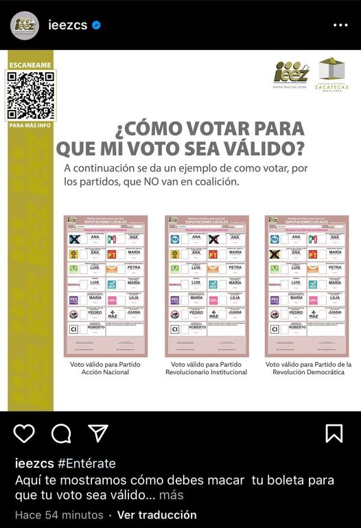 🔴| 𝗟𝗲𝗰𝗰𝗶𝗼𝗻𝗲𝘀 𝗽𝗮𝗿𝗮 𝘃𝗼𝘁𝗮𝗿 En el @IEEZcs decidieron enseñarle a los votantes de #Zacatecas como ejercer su derecho al voto. Y para ello, a través de la cuenta de instagram de la #OPLE, lanzaron una infografía titulada: ¿𝗖𝗼́𝗺𝗼 𝘃𝗼𝘁𝗮𝗿 𝗽𝗮𝗿𝗮 𝗾𝘂𝗲 𝗺𝗶
