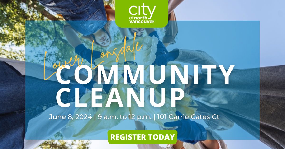 Hey neighbors! 🌎🌿 Join us for a Lower Lonsdale cleanup event on June 8th and lend a hand in removing litter from our streets, trails, and parks. Together, we can prevent waste from polluting our waterways and ocean. Register to volunteer today: cnv.org/Cleanup