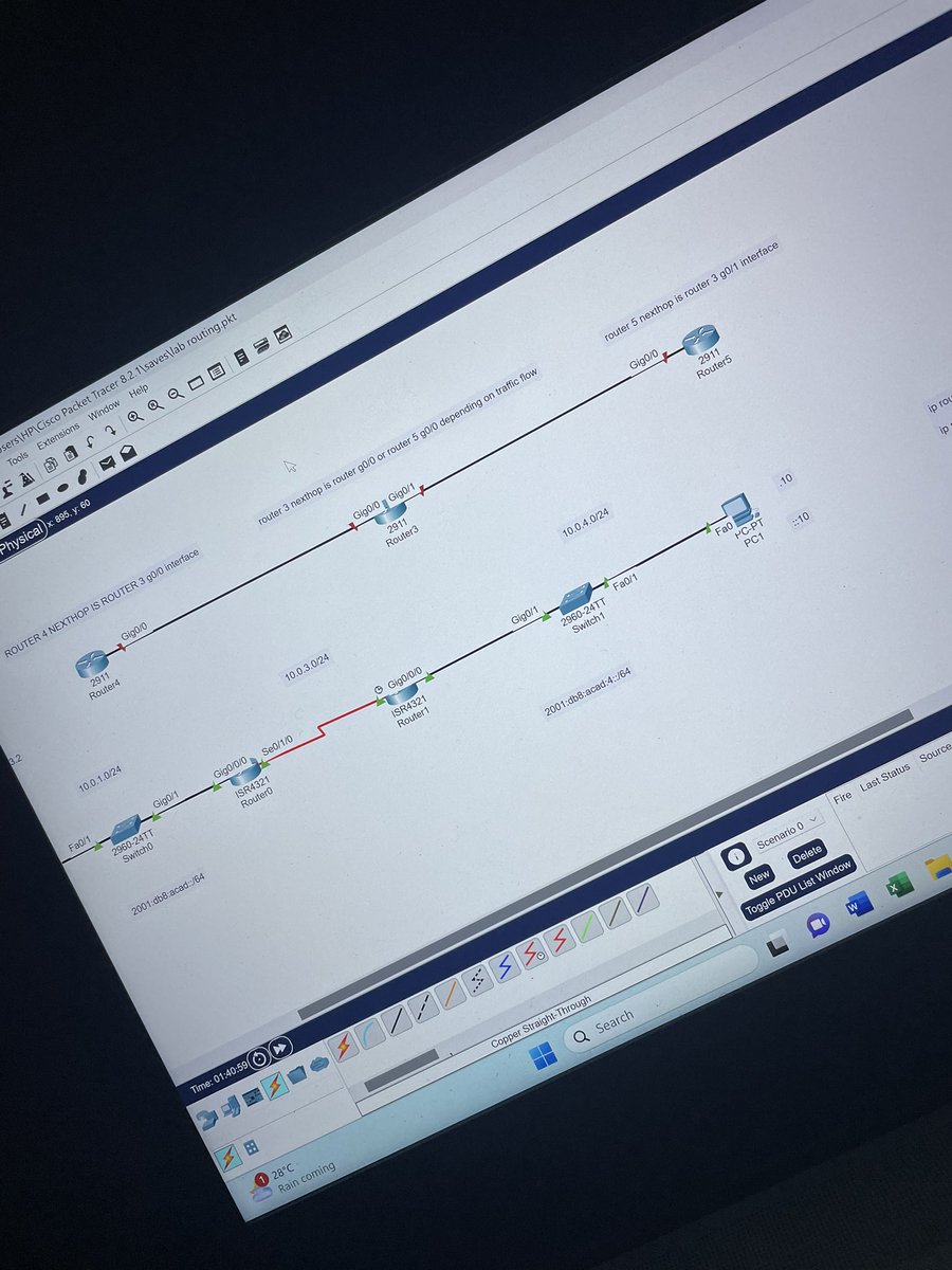 Day 131 #365Daysofcybersecurity @jay_hunts Today I worked on a lab; Static routing mode of configuration Next Hop Exit interface Next week would be for fully specified