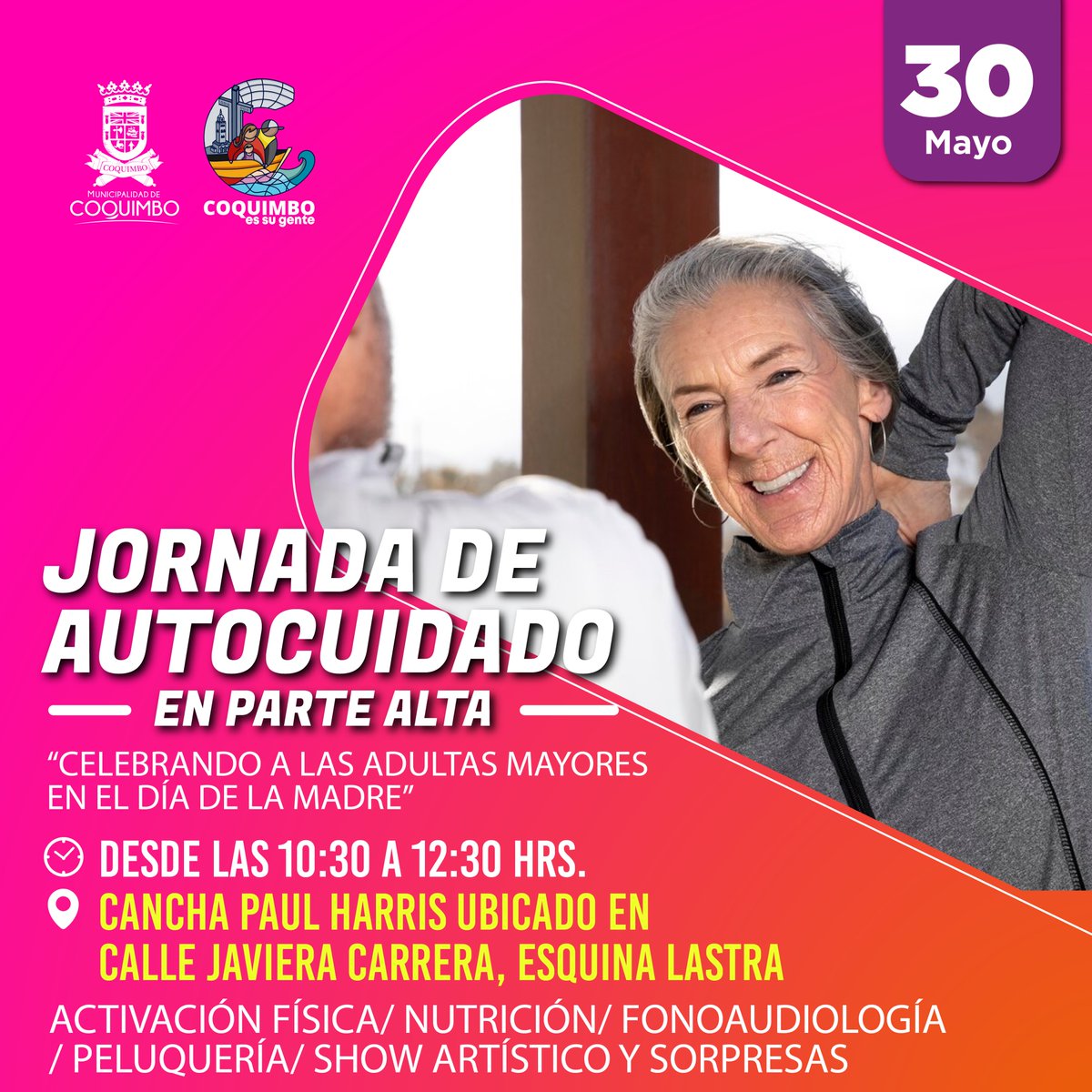 municoquimbo's tweet photo. #Panorama
👩🦳🌺 Invitamos a nuestras vecinas de la #ParteAlta a disfrutar de una entretenida jornada de autocuidado "𝑪𝒆𝒍𝒆𝒃𝒓𝒂𝒏𝒅𝒐 𝒂 𝒏𝒖𝒆𝒔𝒕𝒓𝒂𝒔 𝒂𝒅𝒖𝒍𝒕𝒂𝒔 𝒎𝒂𝒚𝒐𝒓𝒆𝒔 𝒆𝒏 𝒆𝒍 𝒅í𝒂 𝒅𝒆 𝒍𝒂 𝒎𝒂𝒅𝒓𝒆".
Fecha, hora y lugar revísalo en la gráfica 👇 https://t.co/5nmOiFbAzT