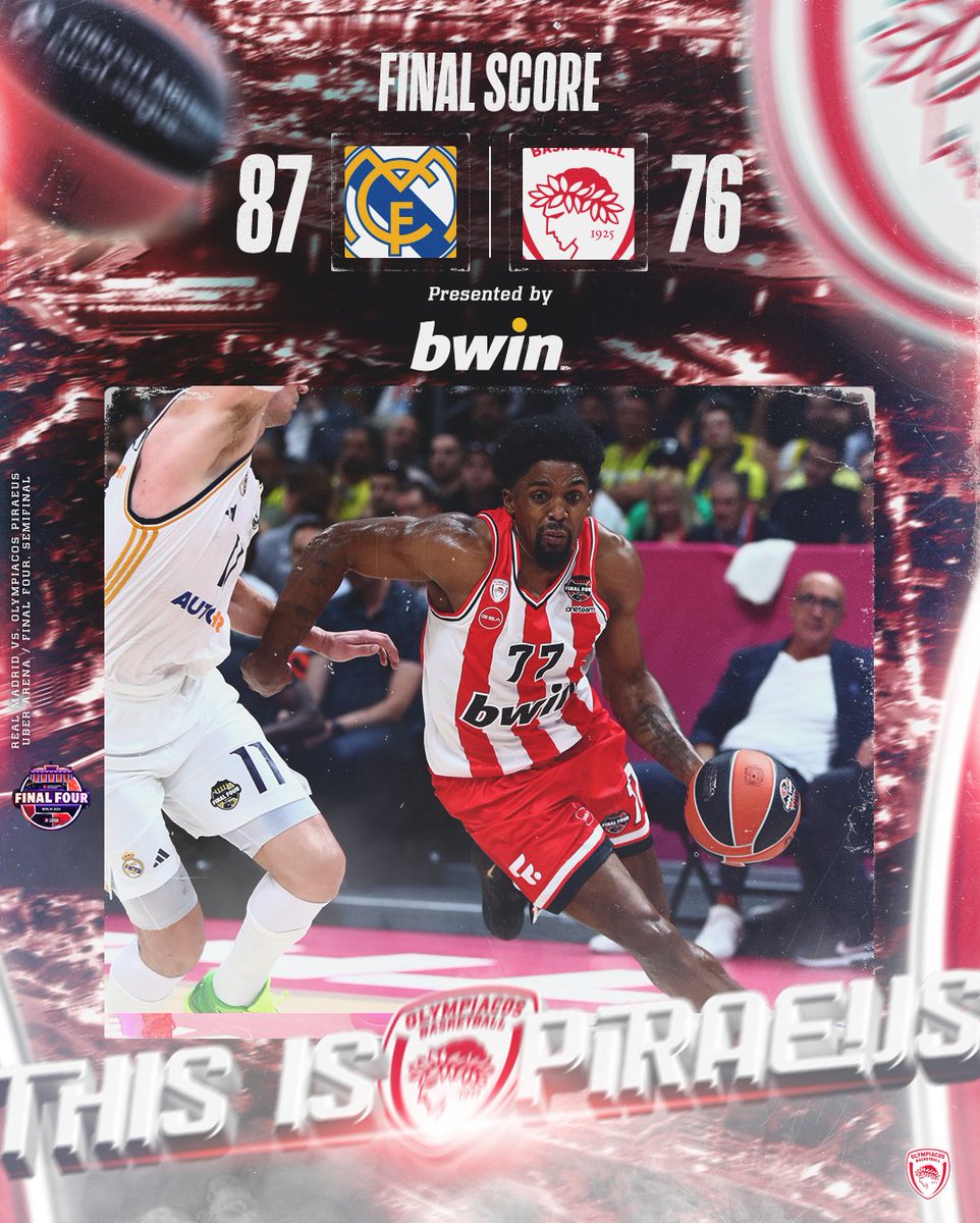 Final score.  #RMBOLY
#OlympiacosBC #WeAreOlympiacos #TogetherWeFight #F4Glory