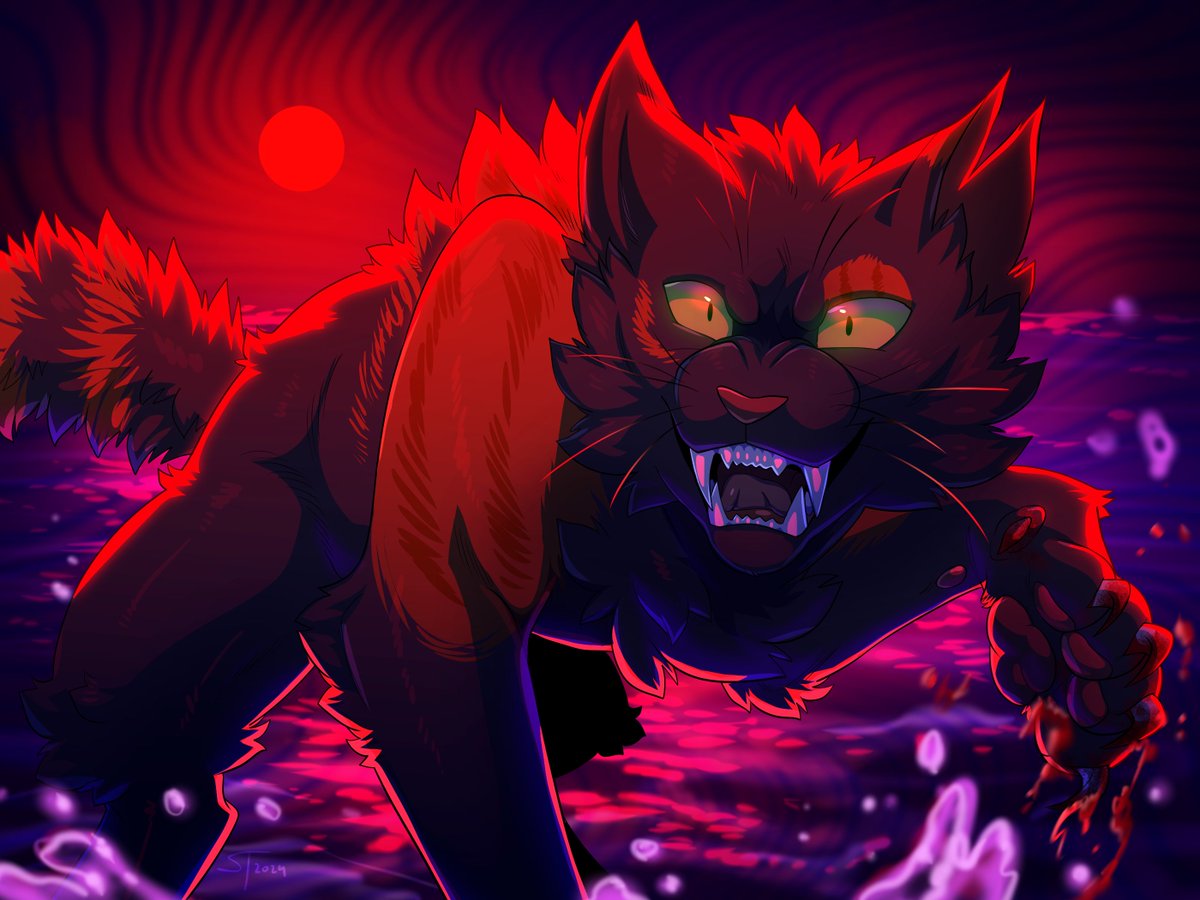 fan art of <a href="/ArualMeow/">🏳️‍🌈 ArualMeow @ BSKY</a>'s character Tusk, from their webcomic, What Lurks Beneath 🌊

Showing her unwavering, indomitable spirit!
