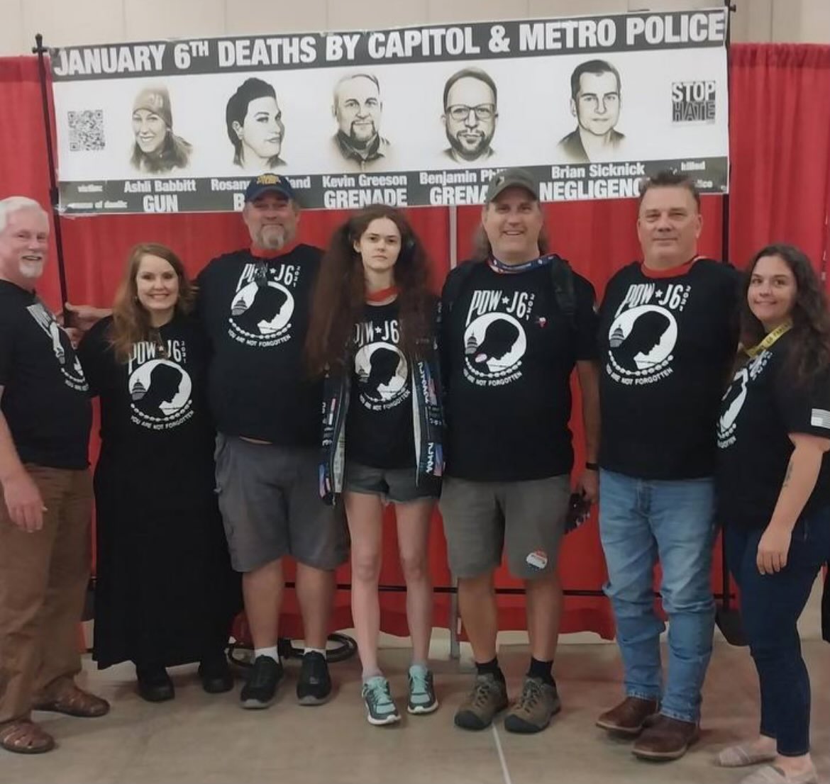 justalazygaming's tweet photo. I assume @craig_sicknick or anyone else in the family did not give approval for this at the Texas GOP convention where they used Brian Sicknick’s face to advertise J6 merch. https://t.co/6omLr07ifb