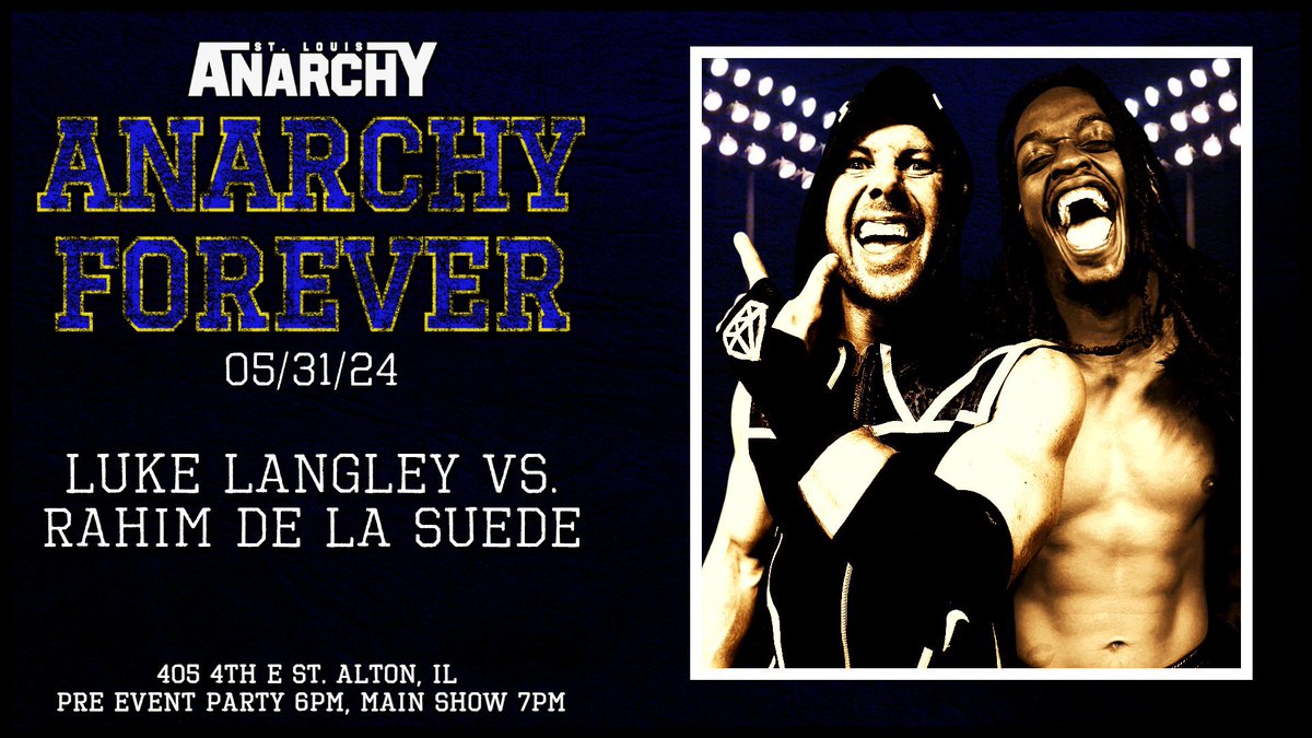 LukeLangleyMD's tweet image. He’s fast. He’s smooth. He’s got pretty damn good fashion sense. And at @stlanarchy in one week, he’s a dead man. #KillingMachine #AnarchyForever