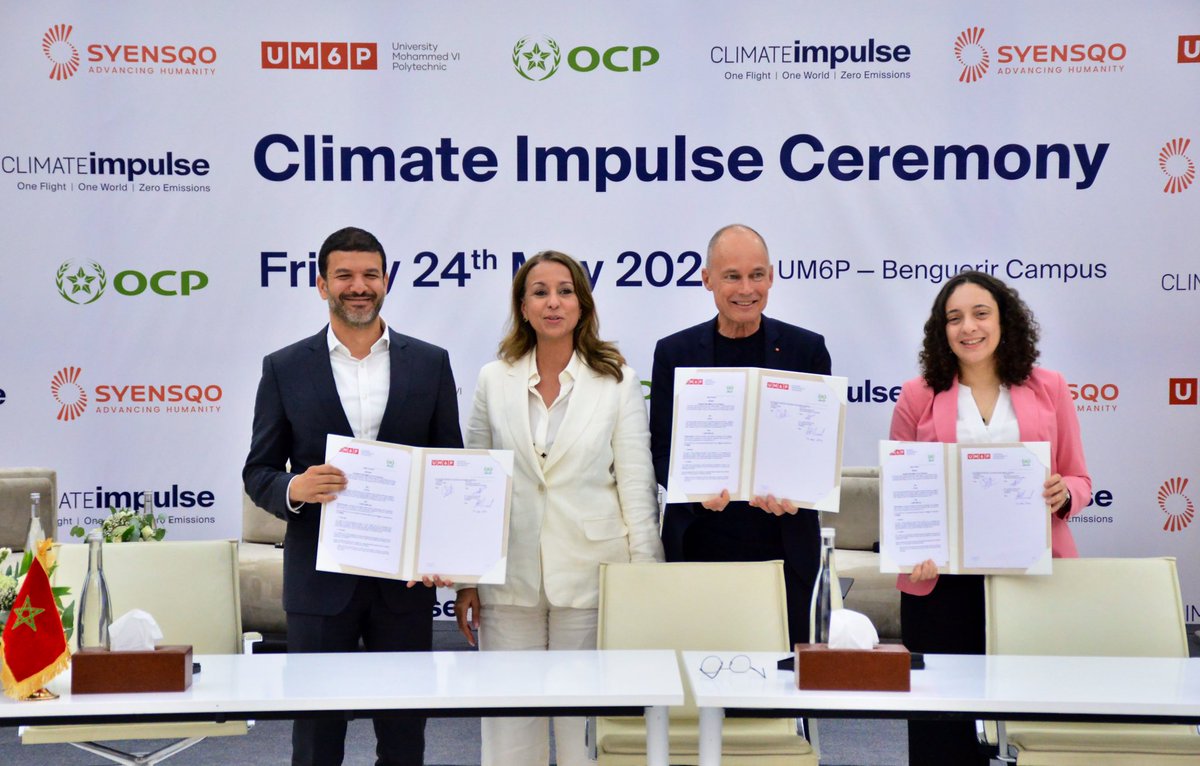 We are pleased to join @ClimateImpulse! In a groundbreaking collaboration, @UM6P_officiel & @OCPGroup have joined the #ClimateImpulse project. Our mission is to fly a zero-emission green hydrogen-powered plane non-stop around the world by 2028. 🌍 More: bit.ly/3KgfnkA