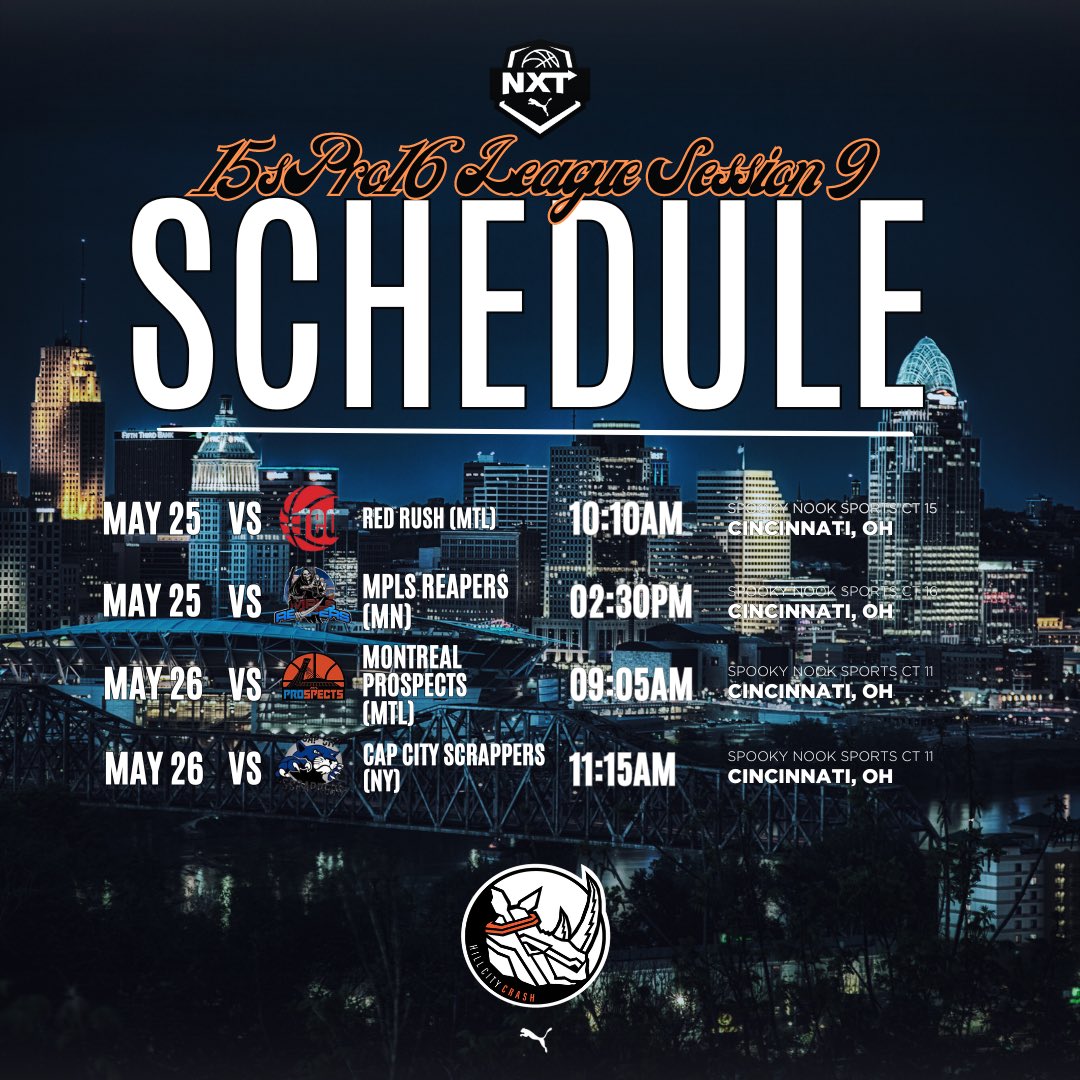 Hill City Crash (@hillcitycrash) on Twitter photo HCC will be back in action this weekend in Session 9 of the <a href="/PRO16League/">PRO16/NXTPRO League</a> at Cincinnati!
#CrashBuildsLeaders
#NXTProFamily 🦏🔥 HCC will be back in action this weekend in Session 9 of the <a href="/PRO16League/">PRO16/NXTPRO League</a> at Cincinnati!
#CrashBuildsLeaders
#NXTProFamily 🦏🔥