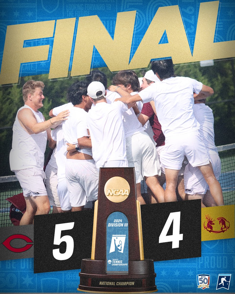 Chicago SWEEPS the team tennis titles after coming behind from 4-2 down to take down Claremont-Mudd-Scripps 5-4 in the championship match!🎾🏆 #WhyD3 | #D3tennis