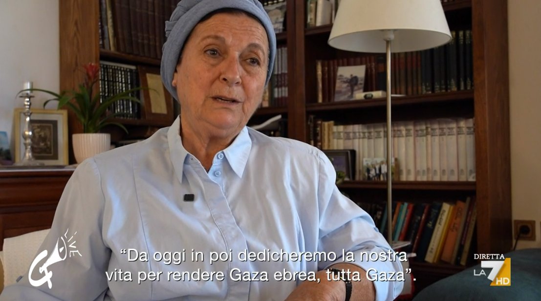 Daniella Weiss è colei che aiuta i coloni a costruire nuovi insediamenti. Dal 7 ottobre in poi è diventata la promotrice dell'insediamento di Gaza #francescamannocchi #propagandalive
