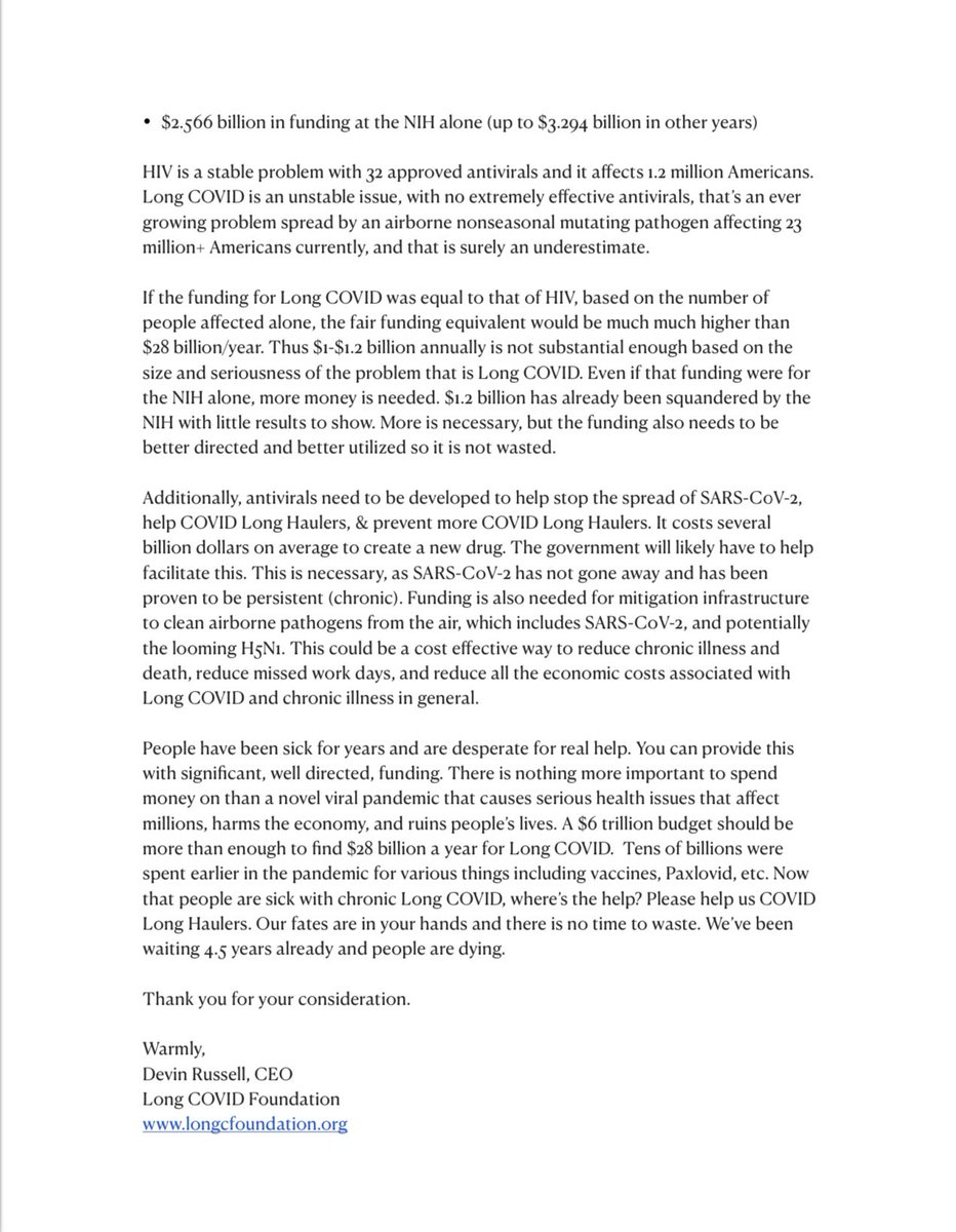 ✍️ You can read the #LongCOVID testimony we provided to LHH (the Senate Appropriations Subcommittee) earlier today. 

#pwLC #LC #TreatLongCOVID #AntiviralsNow #28Billion #CleanAir