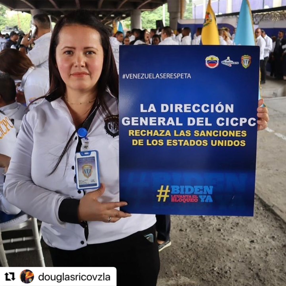 Desde el Cicpc rechazamos todas las acciones impuestas por Joe Biden, para tratar de desestabilizar la tranquilidad de nuestra nación.
Somos un pueblo libre y soberano, dispuestos a defender nuestra paz.
#Сісрс #PorTuSeguridad
 #VerdadDePueblo
<a href="/NicolasMaduro/">Nicolás Maduro</a>