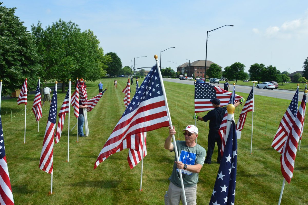 We cannot thank our volunteers enough for all their hard work setting up the #fieldofheroes today. Please come and check out their handiwork.