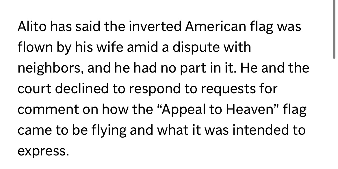 AP plays dumb, omits any details on the pine tree flag’s well-documented history dating back to 1775 when commissioned by George Washington. AP reports it’s unclear if Alito intended for it to represent anything other than support of Jan. 6ers.