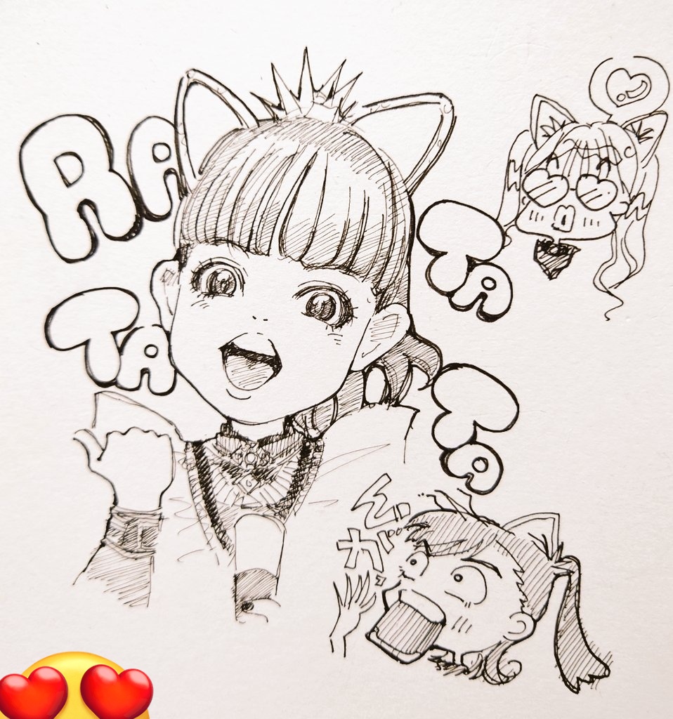おはすぅもあもも🦊🐨🍑
遂にFOX_FEST当日🌟参戦される方のポスト楽しみにしています😆
昨日の #RATATATA な狐耳すぅ様ペン入れ🖊
MOAチャンMOMOチャンも添えて😂
心にいつもBABYMETAL🤘
#babymetal_fanart #SUMETAL
#アナログ #イラスト