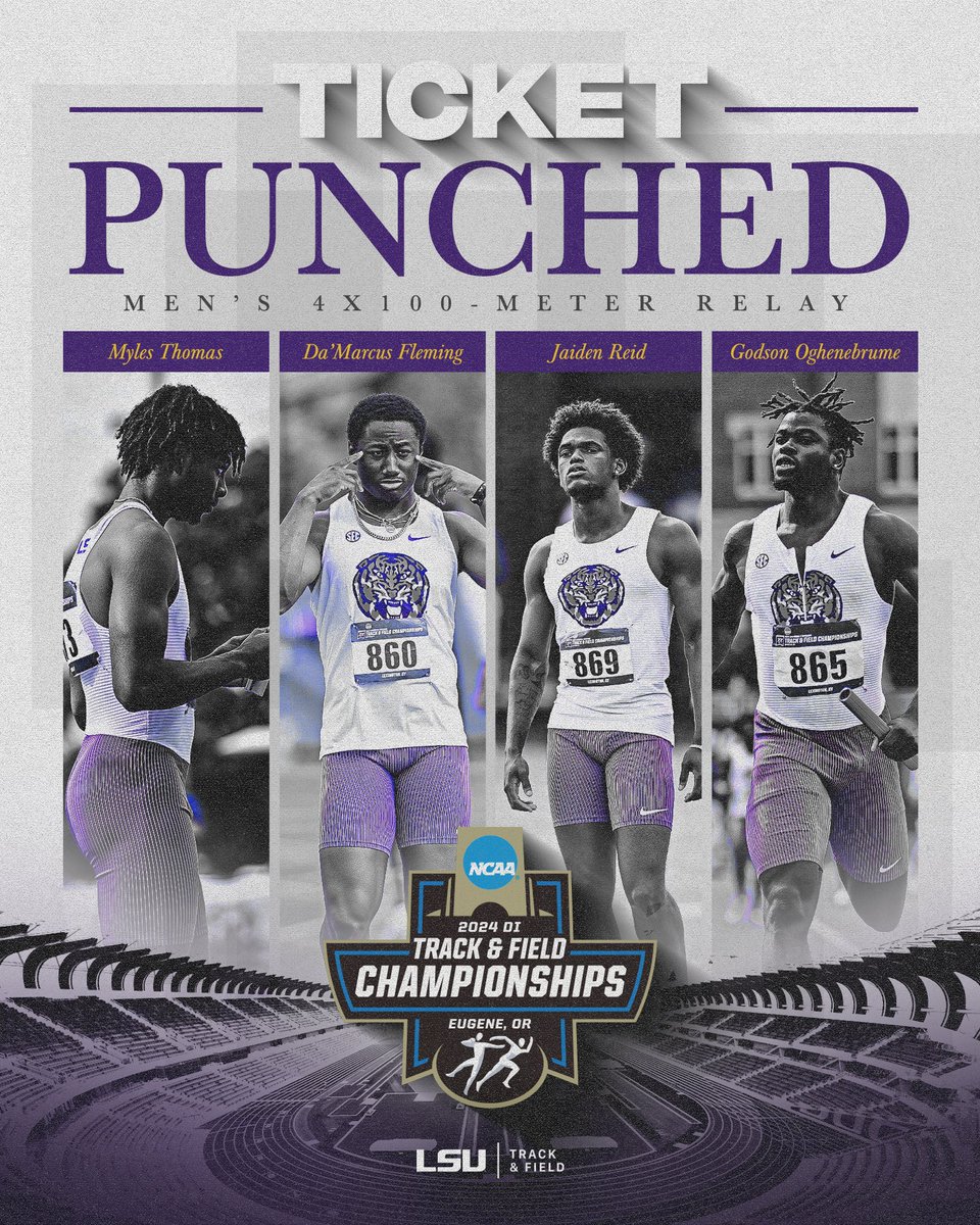 The reigning National Champions are heading to Eugene for the NCAA Outdoor Championships!🎟️ #GeauxTigers x #NCAATF