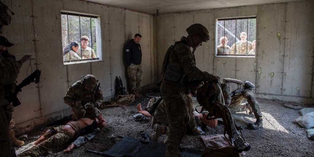 U.S. Air Force tactical air control party specialists conducted a Tactical Combat Casualty Care - Tier 2 training exercise. TCCC is for personnel who may deploy in support of combat ops that teaches how to provide life-saving techniques & provide trauma care in combat situations.