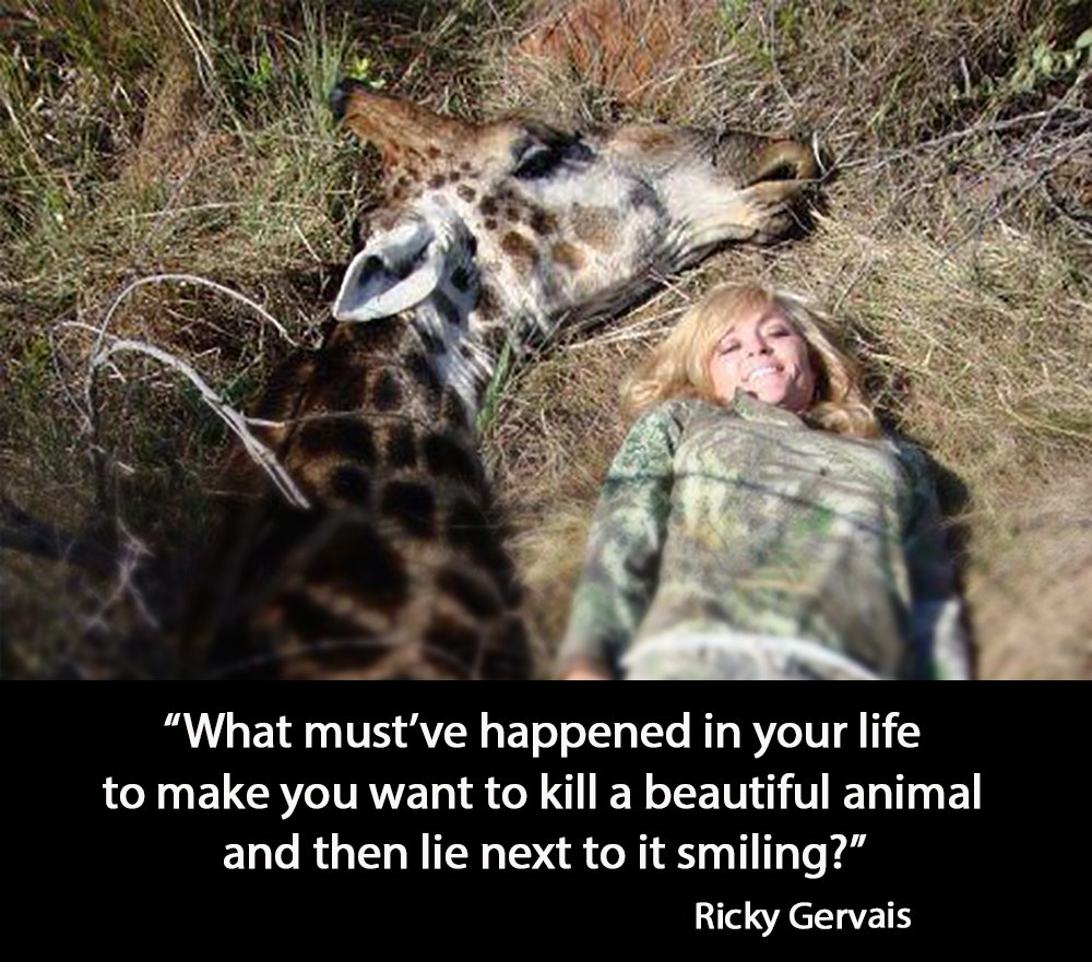 'What must’ve happened in your life to make you want to kill a beautiful animal and then lie next to it smiling?' @RickyGervais #BanTrophyHunting @JoeBiden🙏 Be #Vegan🐾💞 @CBTHunting @RickyGervais @PeterEgan6 @Protect_Wldlife @Veganella_ @HSIUKorg x.com/XposeTrophyHun…