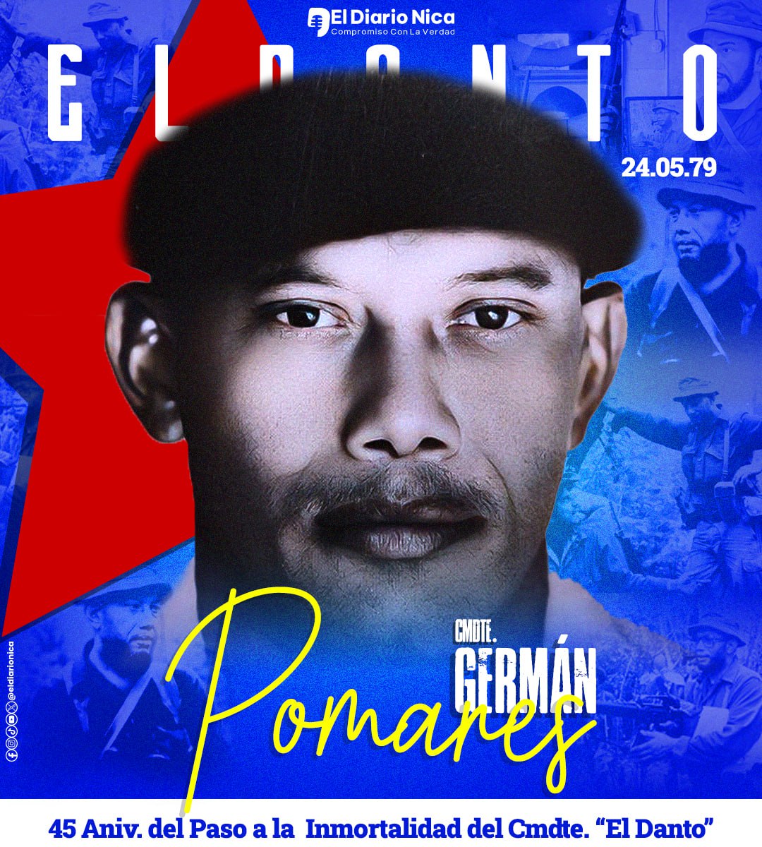 Hoy #24mayo se conmemora 45 años del paso a la inmortalidad del Comandante Germán Pomares. #Nicaragua ❤️🖤