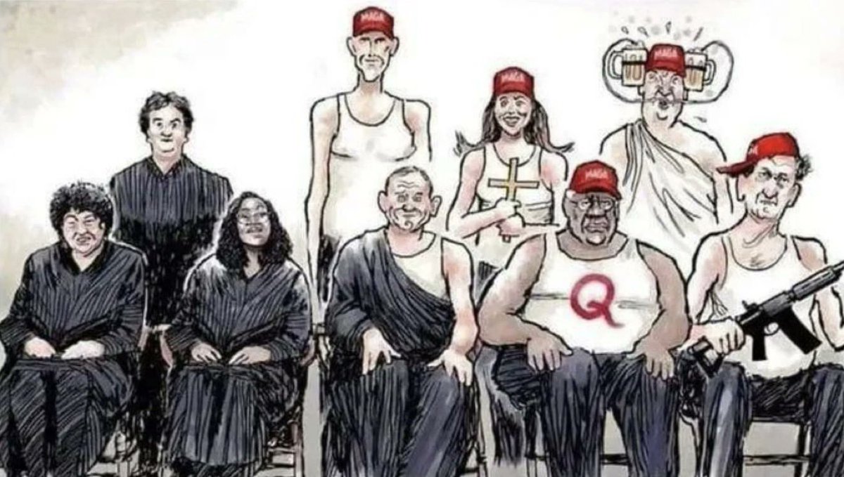 This is an accurate depiction of our current Supreme Court Yet, main stream media allows the narrative to be fake news about Hunter Biden…or worse…Ashley🤦🏻‍♂️☠️🤪😢🤬 Who else thinks these Qvidiots belong in padded rooms and not on the SCOTUS? #StrongerTogether #BlueWave2024