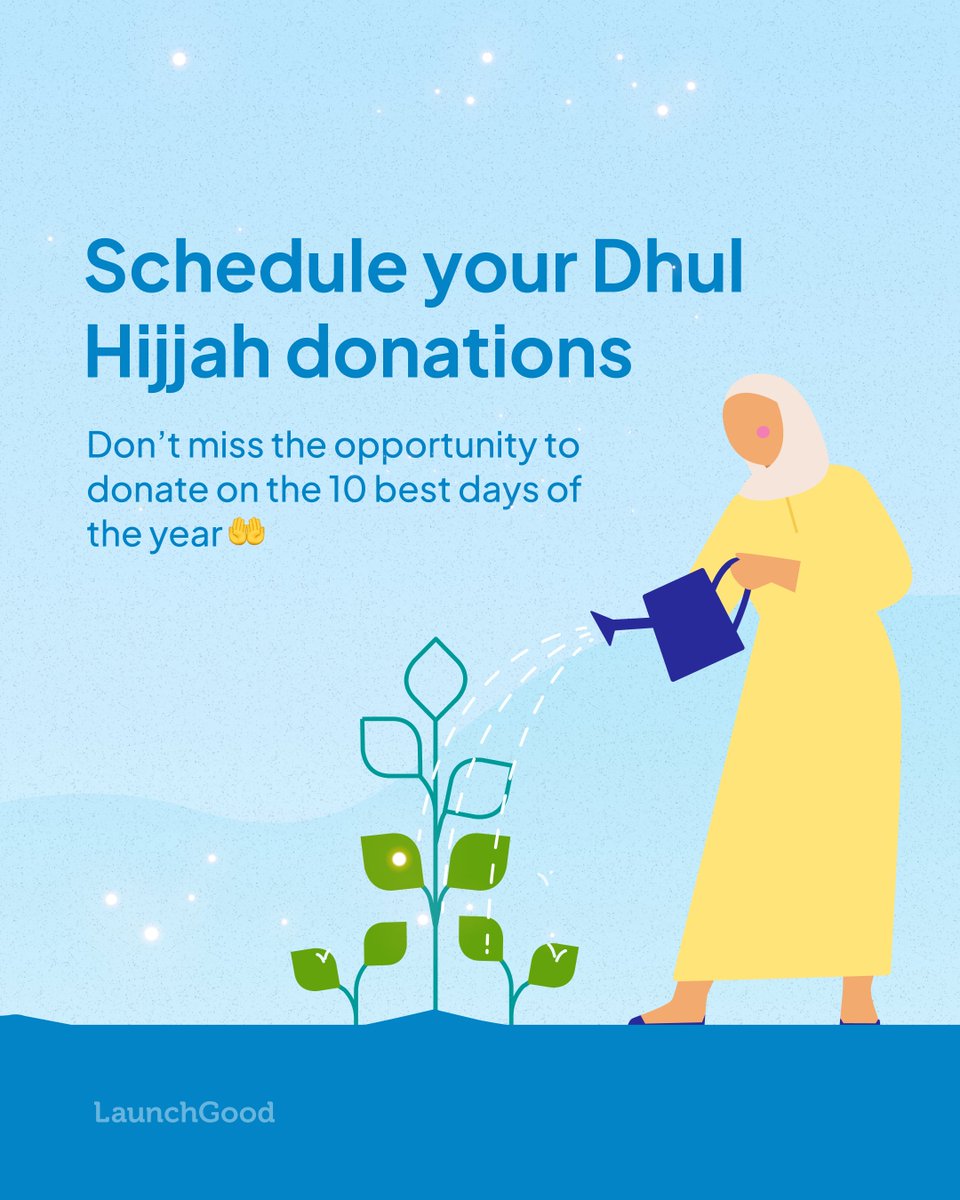 Grow your garden of giving this Dhul Hijjah 🌱 The Prophet (ﷺ) said, 'No good deeds done on other days are superior to those done on these (first) ten days (of Dhul Hijjah)' - [Bukhari] Schedule your donations on LaunchGood 👉 launchgood.com/schedulemygivi…