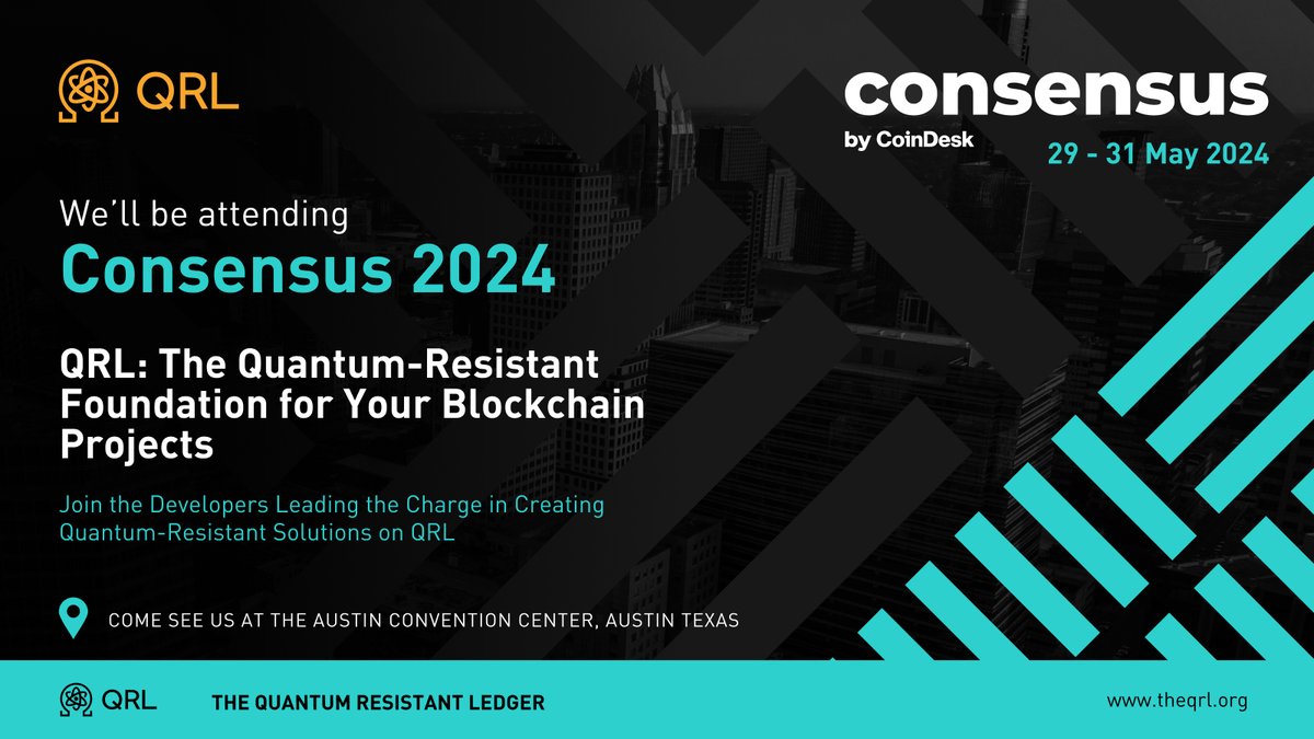 Something big is happening next week...QRL will be at Consensus in Austin, TX (May 29-31)📍 If you're planning to be there, stop by our booth to talk with us about all things quantum, cryptography, mitigation, and much more 🔐💪💻 We look forward to seeing you there