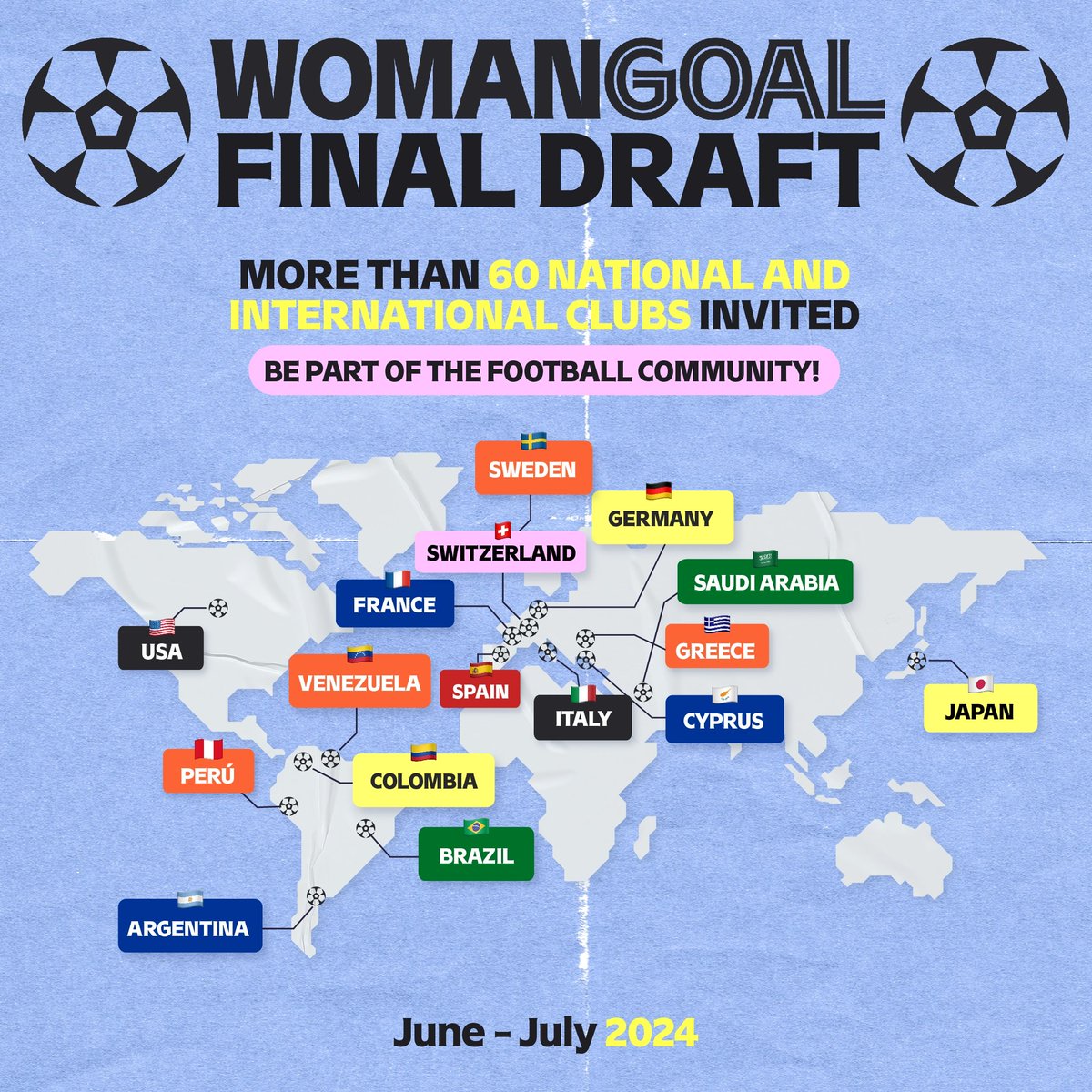 🤩The Final Draft is getting closer and closer, and it's going to be something incredible! 📲Join us for an event that brings clubs together. Connect with us on social media or email hello@womangoal.com if you are interested⁠! #WomanGoal #FinalDraft #WomensFootball