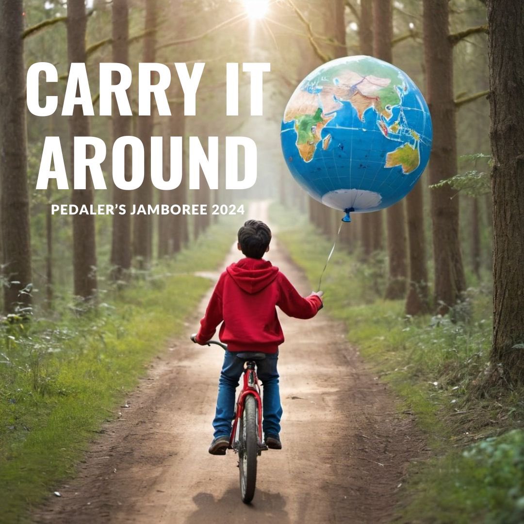 We’ll be shooting a video for our song, Carry it Around @ the Pedaler’s Jamboree. The general concept of the video is that we all have to help each other carry around the weight of the world. If you'd like to participate, please attach a globe balloon to your bike on the ride 🌎