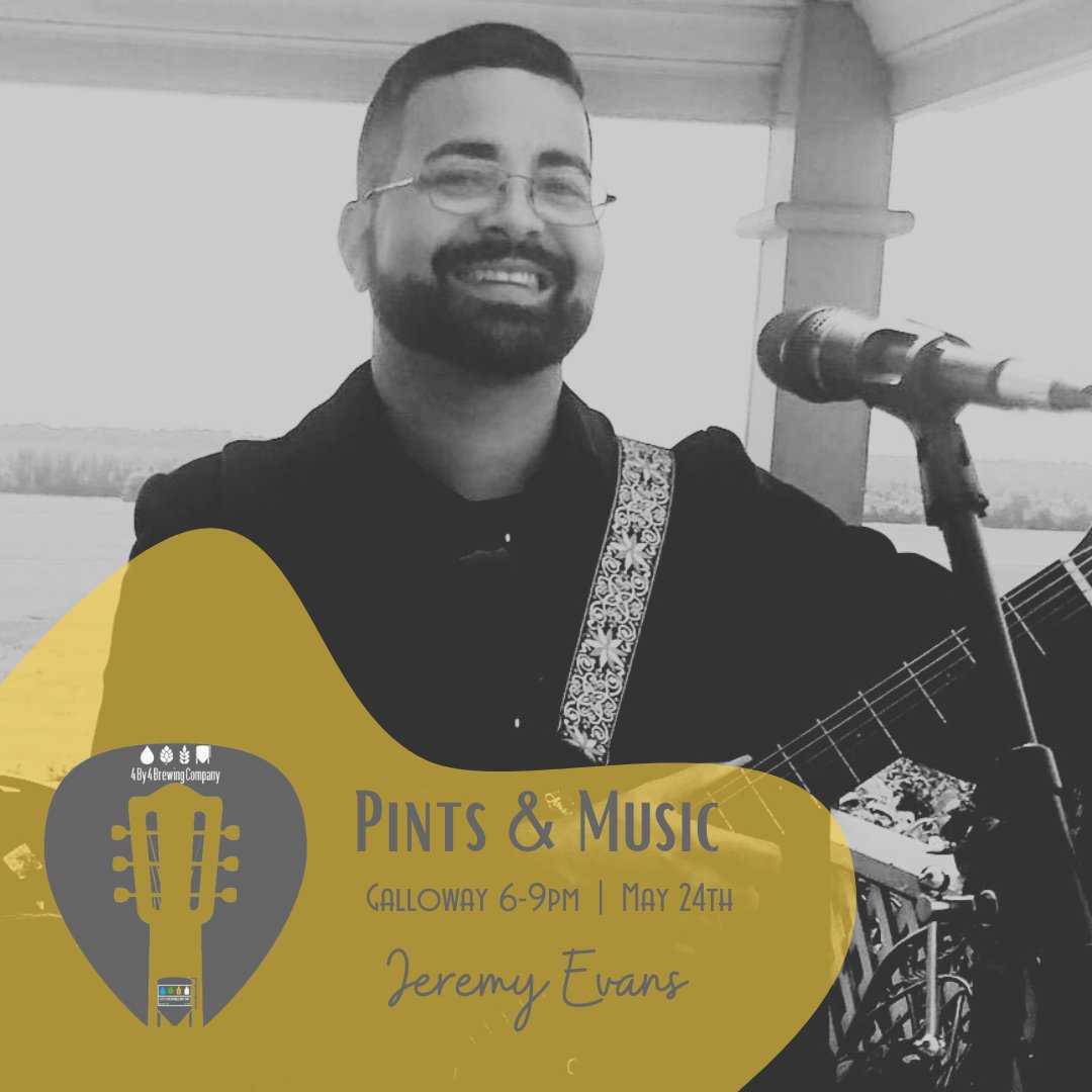 TONIGHT we have Jeremy Evans performing in our Indoor Beer Garden from 6-9pm. Come have a delicious craft beer and listen to live music to kick off your weekend! #4By4Galloway #TheUnhingedProject #PintsAndMusic