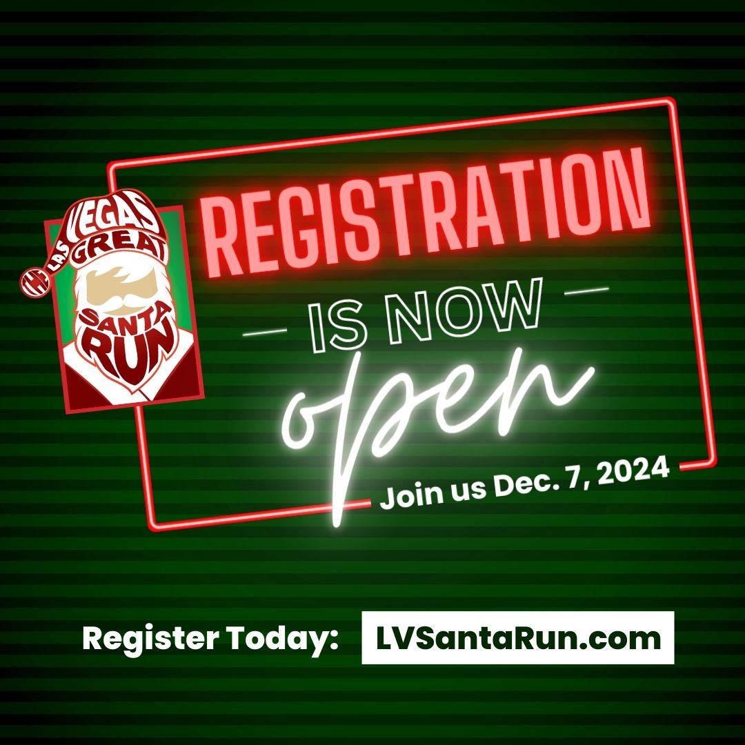Registration is officially open!! 🙌 👟Register before July 29 to enjoy the lowest registration prices of the year at $25 Register today for the December 7 #LVGreatSantaRun taking place at the @DLVEC at l8r.it/rs8g 🎅 Follow @LVSantaRun for event updates!