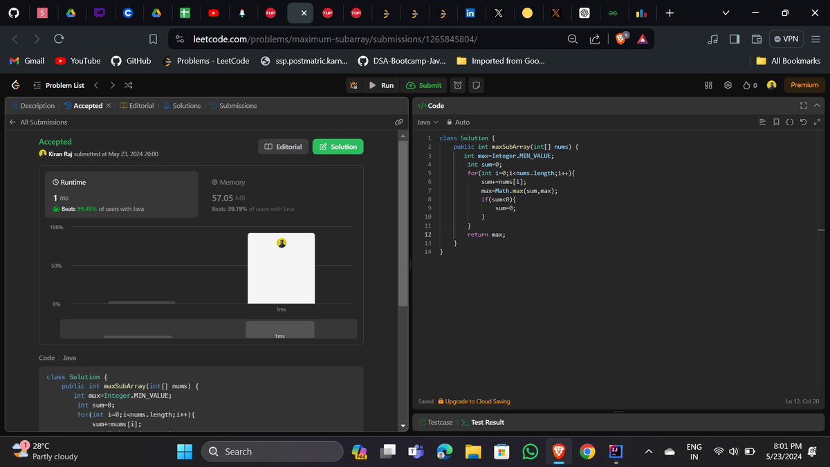 KIRAN_RAJ__58's tweet photo. Day 109 of #100DaysOfCode: 💻✨

✅ Mastered Kadane's Algorithm!
✅ Solved Boundary Traversal of Binary Tree with a time &amp; space complexity of O(N).

🚀 Onwards and upwards! #CodingJourney #TechLife #AlgorithmMastery https://t.co/I2Lsnx6S89