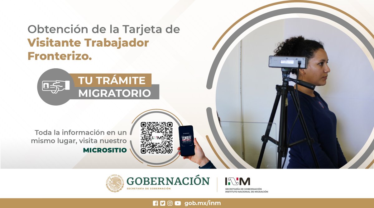 Ingresa a nuestro #MicrositioINM 💻 y conoce los requisitos para obtener la Tarjeta de Visitante Trabajador Fronterizo. 🔗 tinyurl.com/2xc2rw98
