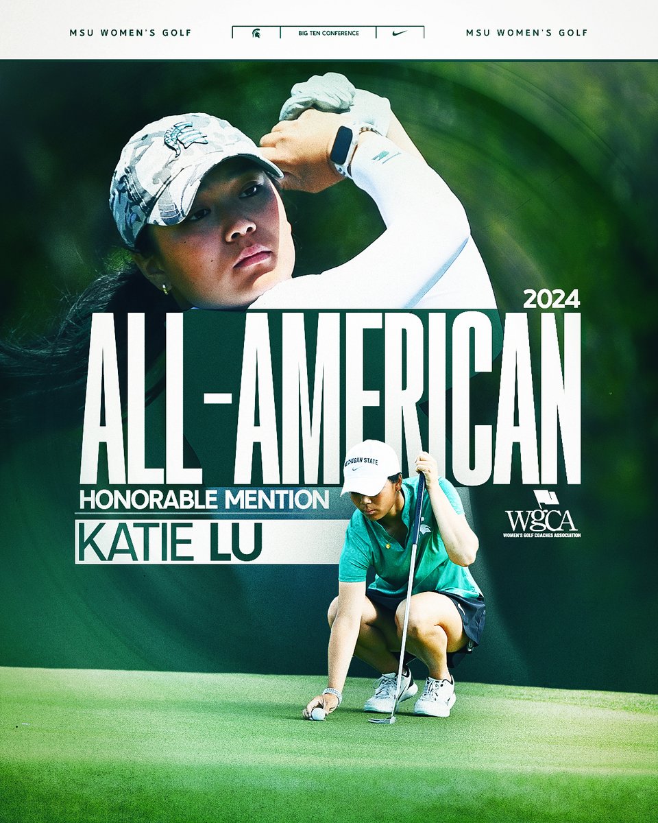 Spartans will. Congrats to @katie_luuu for her 1st All-American honor. The 9th golfer under Head Coach Stacy Slobodnik-Stoll to be named an All-American and the 15th honor for a Spartan by the @WGCAGOLF #GoGreen