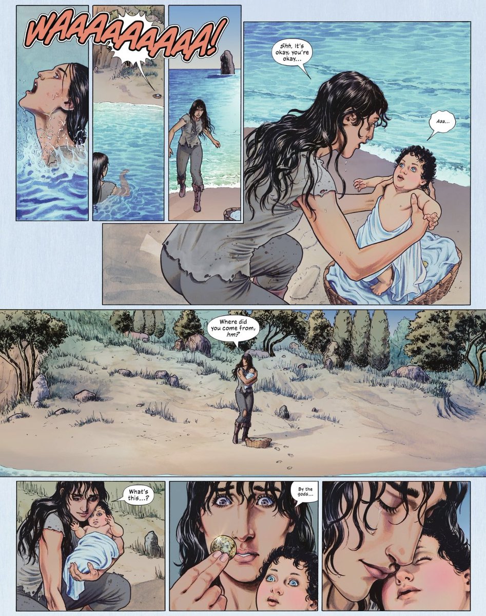 I’m a big fan of the placement of Diana’s birth directly after the Amazons reach Themyscira. Hippolyta, after all the loss she’s endured, deciding to shape the infant that set her on the path to finding freedom gave me chills.