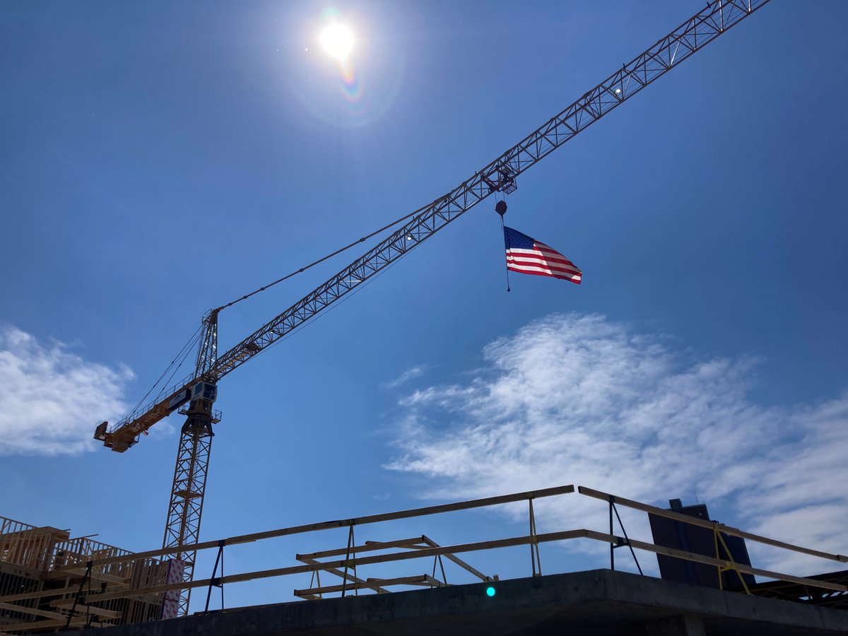 We'll be flying the flag from our cranes this weekend to commemorate and honor those who have made the ultimate sacrifice for our country. As you enjoy your Memorial Day weekend, please take a moment to pay tribute to these brave men and women. 
Pictured: Agra Apartments, 5/23