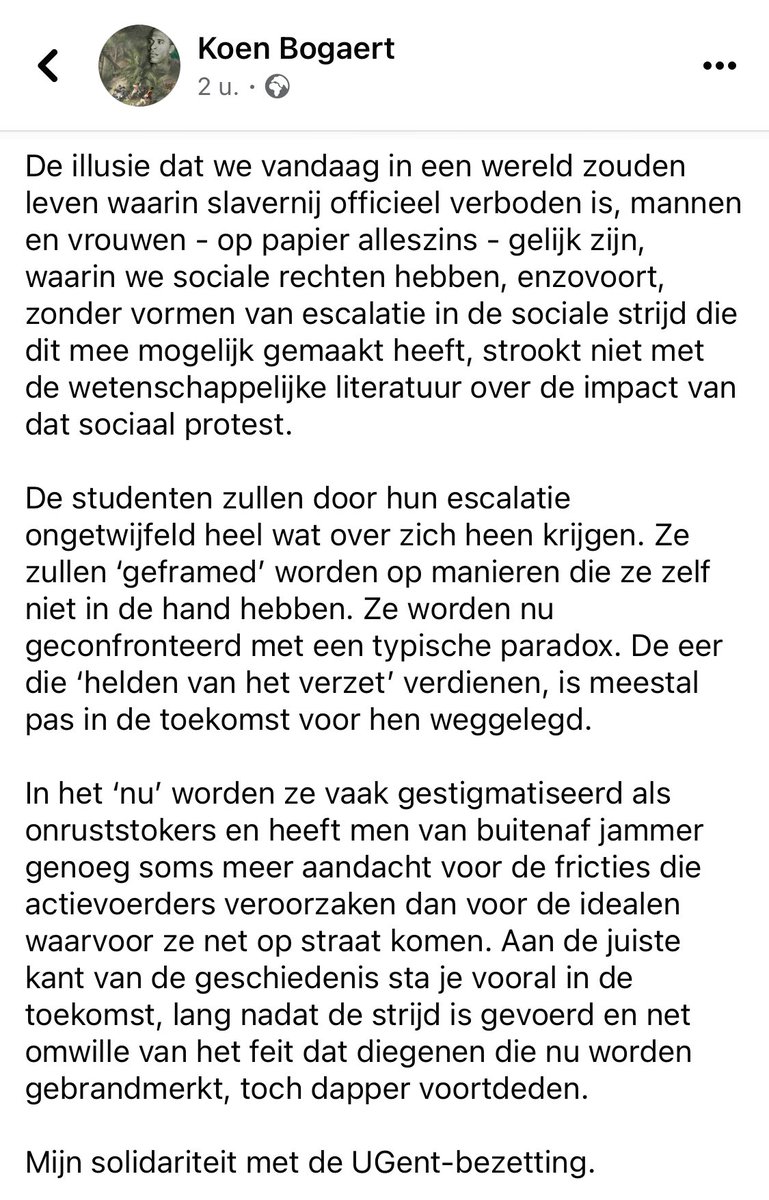 Over de UGent-bezetting van het Rectoraat vandaag. Mijn solidariteit met de studenten