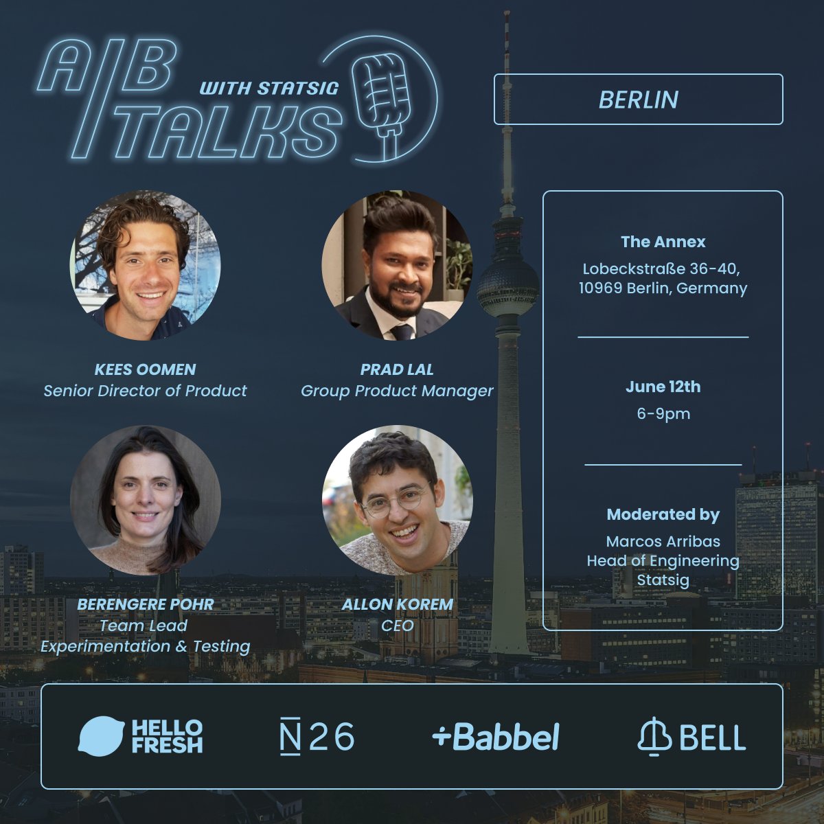 Berlin, du bist so wunderbar - we've added a new speaker to our A/B Talks Berlin meetup 🇩🇪

Introducing the Team Lead of Experimentation and Testing at @babbel! 

Also includes @HelloFresh, @n26, and Bell Statistics

eventbrite.com/e/ab-talks-ber…

#abtalks #techmeetup #abtesting