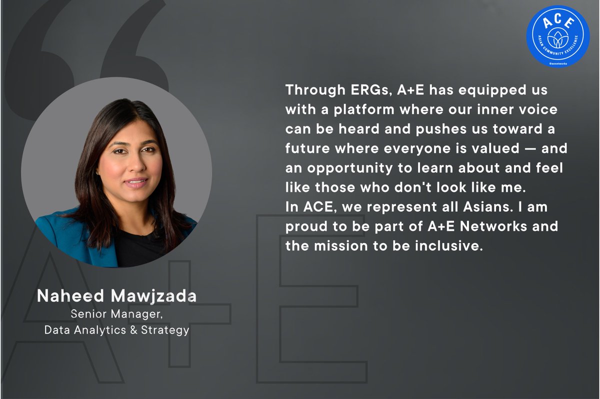 AE_GlobalMedia's tweet photo. As we celebrate Asian American and Pacific Islander (AAPI) Month, we are proud to highlight the leaders of our Asian Community Excellence (ACE) ERG! ACE enriches us by educating, celebrating and promoting Asian culture. Thank you Kannie Yu Lapack, Eileen Lin and Naheed Mawjzada! https://t.co/EoAskgBNu1