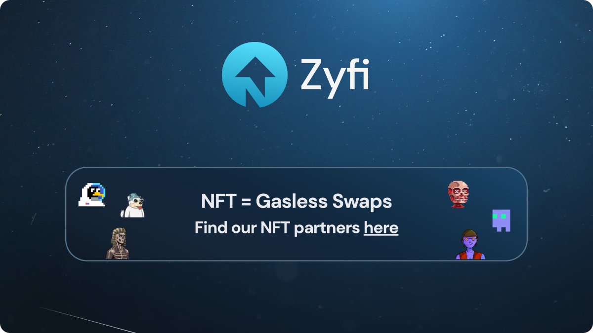 Zyfi_org's tweet photo. 8/ NFT holders of collections like @zkPengz, @hue_nfts, @dudiesnft, @sobnfts, @zkmaxii, @zk_skulls can enjoy free swaps on our front-end 🫡 https://t.co/y3RH8Z6Z9w