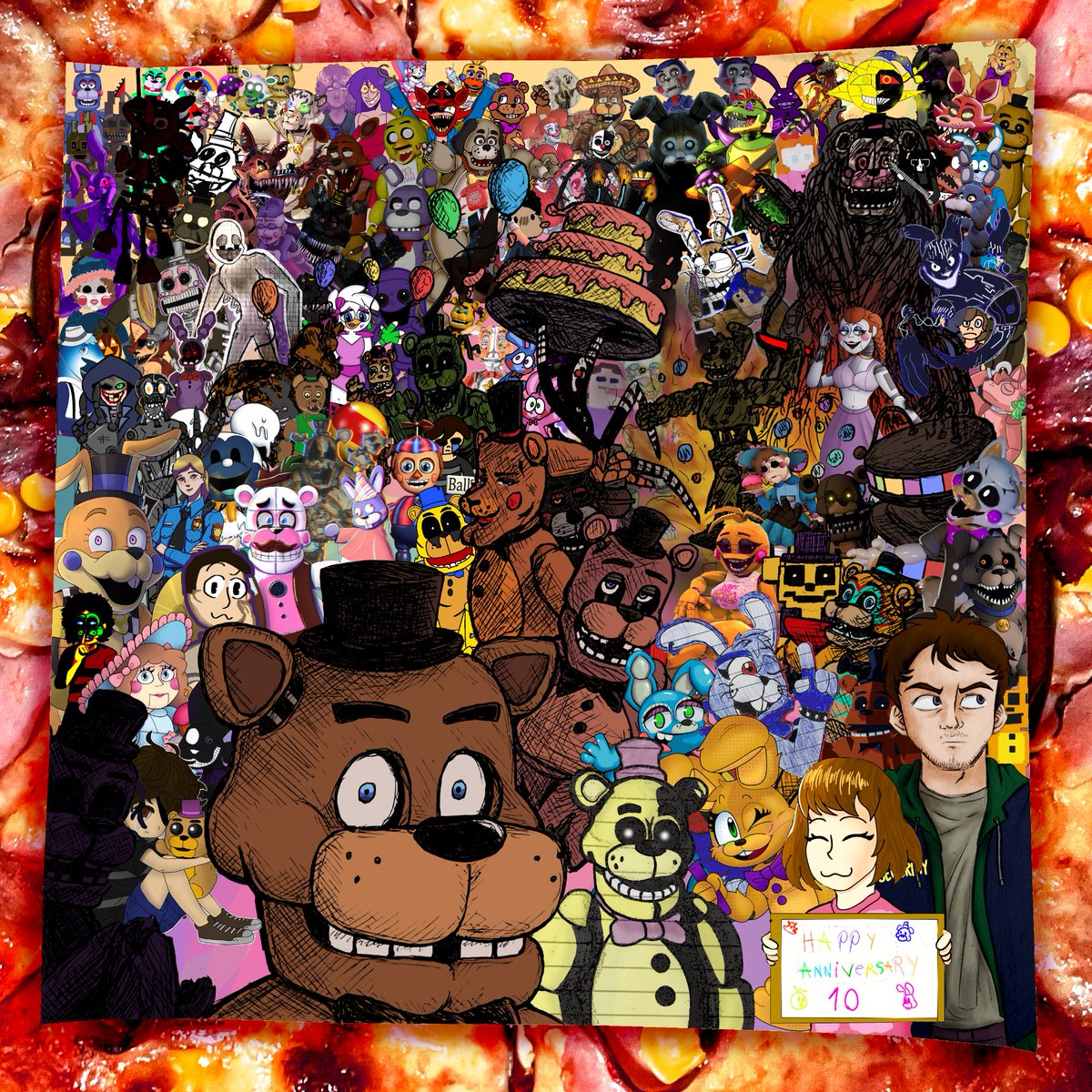 TLovesta's tweet photo. WE ARE RUNNING OUT OF SPACE!!! THE CHANCE IS OVER ON THE FIRST OF JUNE!!! 😭😭😭🔥🔥💥
#TenYearsAtFreddys #FNAF 

(after the last cover update, I will show the FINAL cover of the album :D) https://t.co/hwvtZ6YJSU