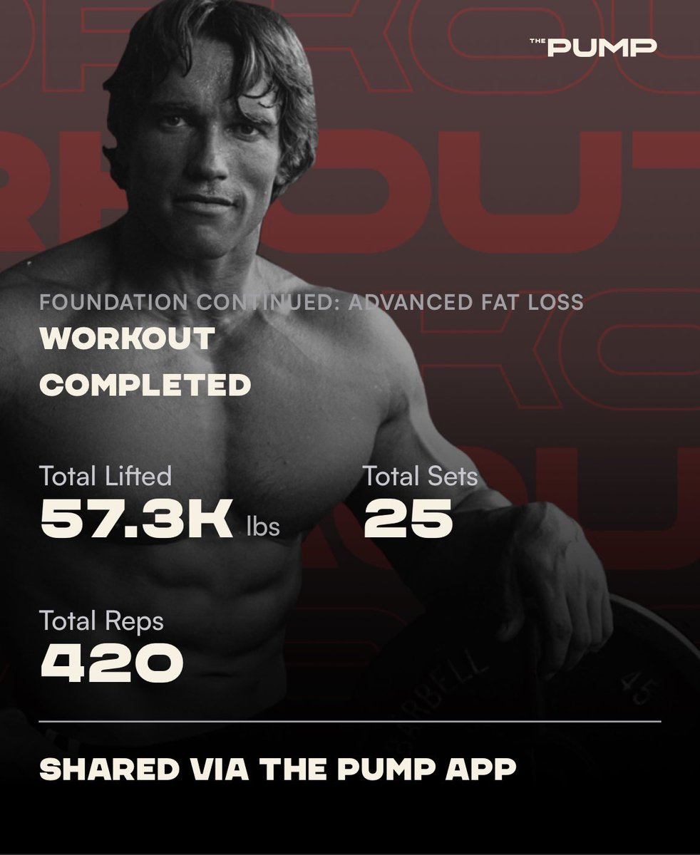 ⁦@Schwarzenegger⁩ #ArnoldsPumpClub that was hard. Forgot how hard end of phase one and start of phase two of foundation was. With time and effort comes success. #YouCanDoHardThings