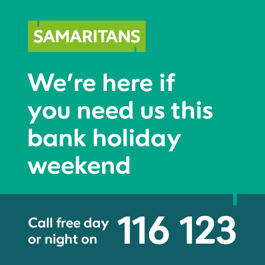 If you need someone to talk to this long weekend, we'll listen. We're here all day and night 💚