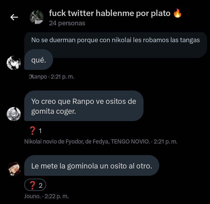 Entró a twitter
Veo el grupo
Leo esto
Me retiro...