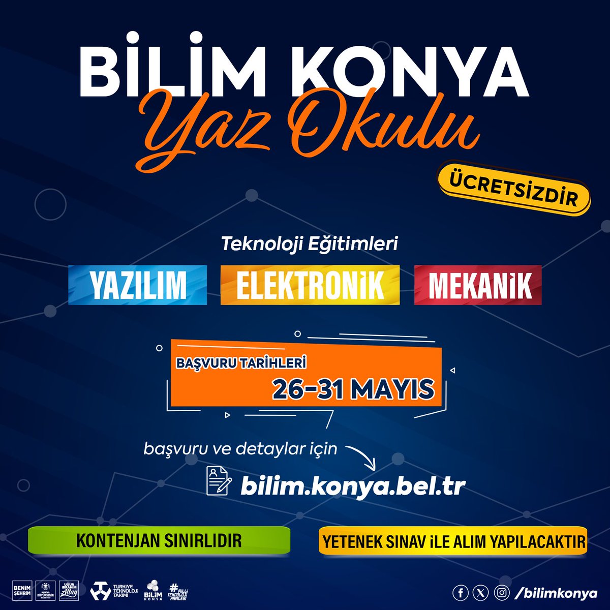 bilimkonya_'s tweet photo. Bilim Konya Yaz Okulu Başlıyor: Geleceği Keşfetmek İçin Hazır Mısın?

📅 KAYIT TARİHLERİ: 26-31 MAYIS

Bilim Konya Yaz Okulu, ortaokul öğrencilerine yönelik Teknoloji eğitimleri sunuyor! 🚀

Kayıt ve detaylı bilgi için 
🧑🏻‍💻https://t.co/yKO2b83HcV https://t.co/IvNkByVDWr