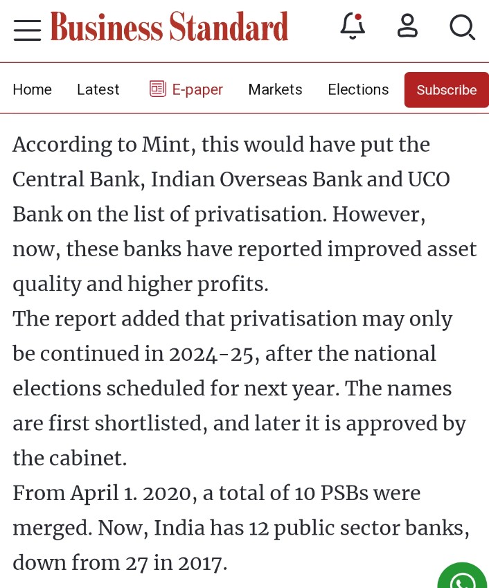 mrnonromantic's tweet photo. @_prnc__ 1. Here's the complete news and again it is according to MINT and not the Govt. 

2. I don't think there's any harm in privatising those banks which are not giving you expected returns. Privatisation for good is a  Win Win situation for all- Govt, Public, Shareholders, Banks too! https://t.co/ZqUp9OHoN3