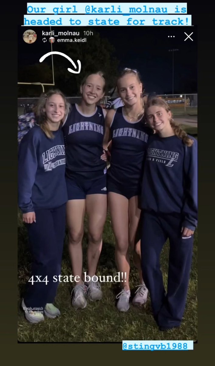 Milwaukee Sting 18 Gold-2025 (@mke_sting_gold) on Twitter photo Congratulations to our <a href="/karli_molnau/">Karli Molnau</a> for qualifying for STATE in track! Way to go Karli 🤩 Congratulations to our <a href="/karli_molnau/">Karli Molnau</a> for qualifying for STATE in track! Way to go Karli 🤩