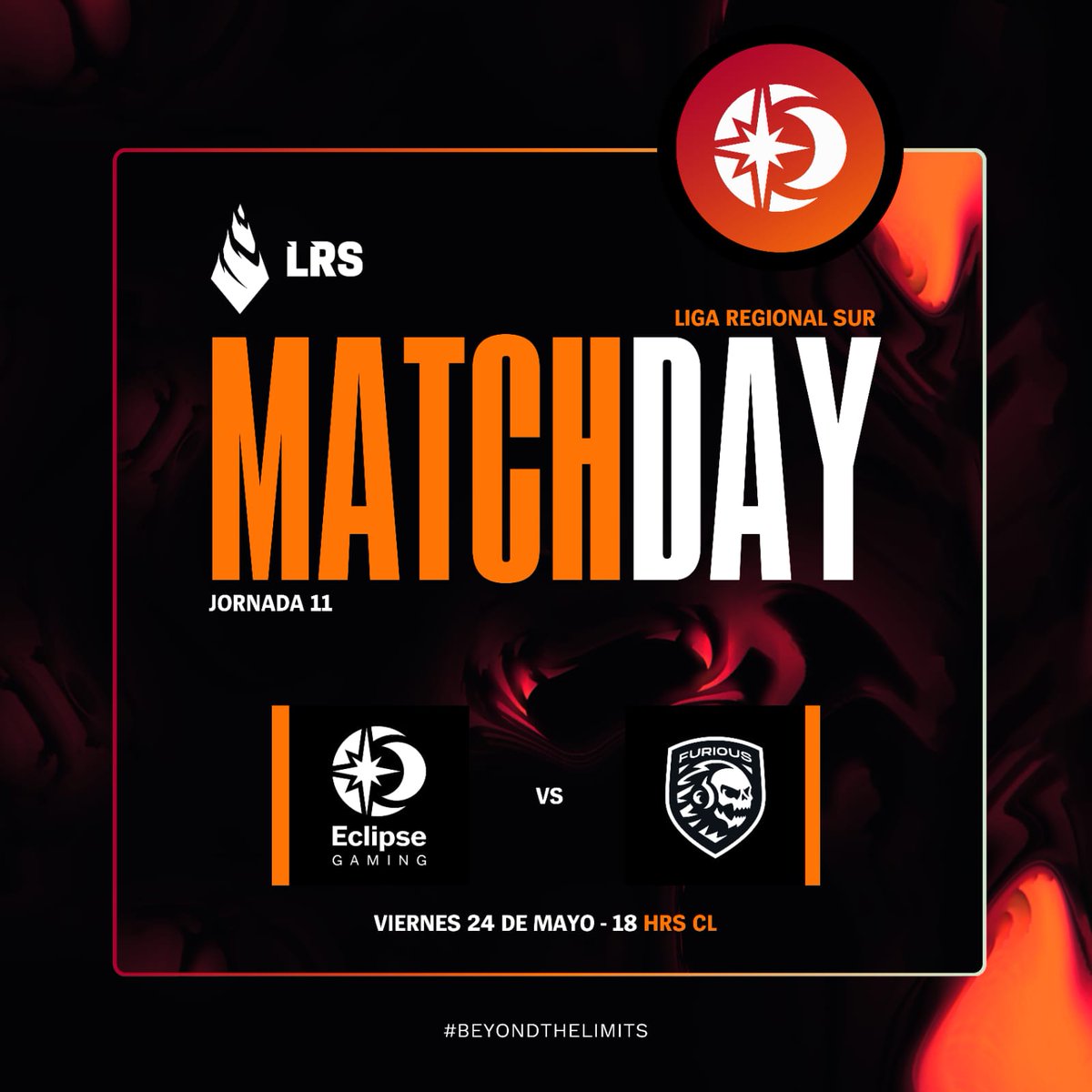 EclipseGamingCL's tweet photo. HOY JUGAMOS | Liga Regional Sur 2024
🗓️ JORNADA 11
🆚 @FuriousGamingLA
⏰ 18🇨🇱/19🇦🇷
📺 https://t.co/WlnkAbU8Ej
#BeyondTheLimits #GoEclipse https://t.co/9QFJbtCXc3