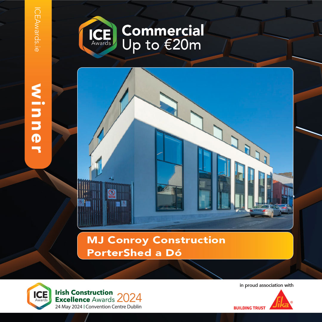 Congratulations to the Winner of Commercial – Up to €20m PorterShed a Dó - MJ Conroy Construction

@MJConroyGroup

Proudly sponsored by @Sika

#ICEAwards #ConstructionExcellence #construction #loveconstruction